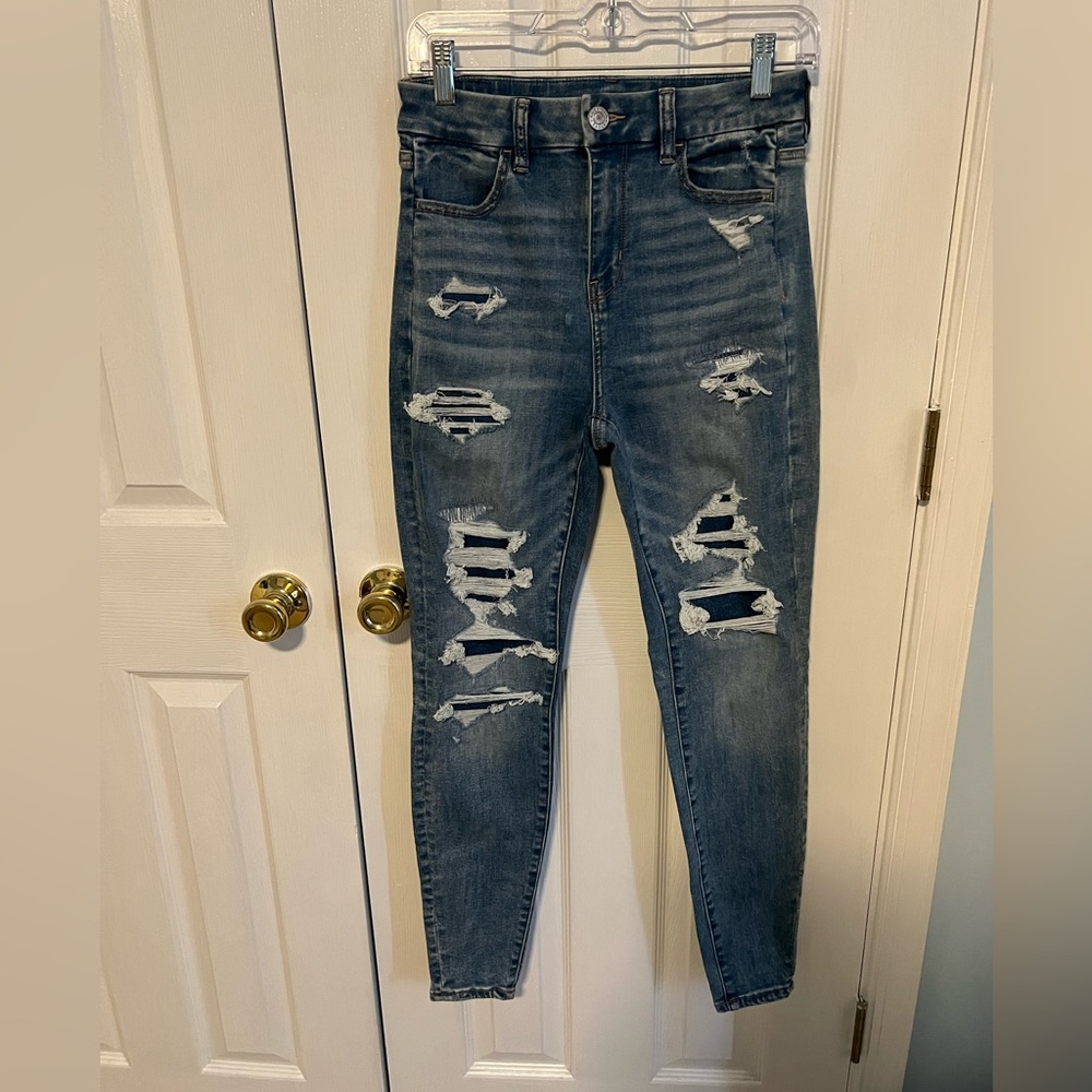 American‎ Eagle Womens 4 Regular Blue Cotton Curvy Hi-Rise Jegging Jeans